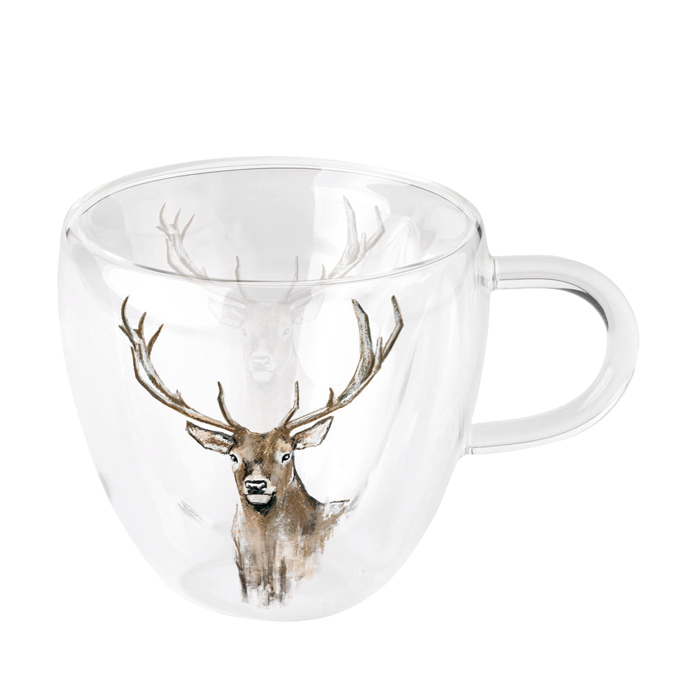 Transparente Tasse mit Hirschmotiv (250ml)